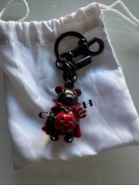 Coach Black and Red Devil Bear Key Charm